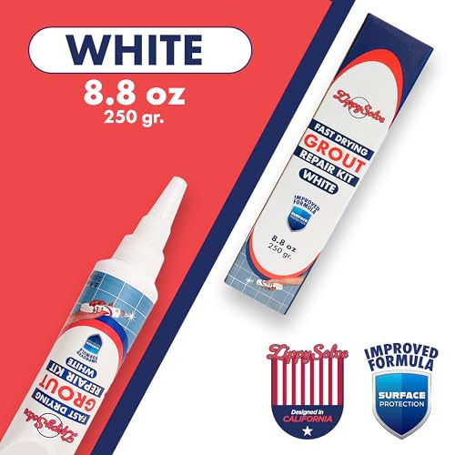 ZippySolve Tile Grout Repair Kit, Refresh Tile, Grout Sealer (8.8oz, White) - color: White
