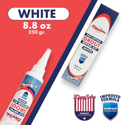 ZippySolve Tile Grout Repair Kit, Refresh Tile, Grout Sealer (8.8oz, White) - color: White