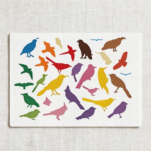 TIAMECH A4 Reusable Flock of Birds Stencil for Painting - style: Flock of Birds