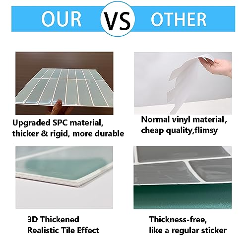 Peel and Stick Tile，New Upgrade Thicker Design Self Adhesive 12" x 12" Large Premium Peel and Stick Backsplash for Kitchen,Bathroom, Living Room, RV Etc（10-Sheet）. - color: Pale Blue