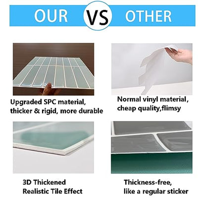 Peel and Stick Tile，New Upgrade Thicker Design Self Adhesive 12" x 12" Large Premium Peel and Stick Backsplash for Kitchen,Bathroom, Living Room, RV Etc（10-Sheet）. - color: Pale Blue