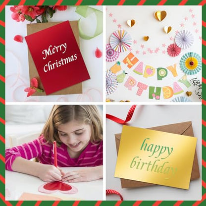 24 Sheets Christmas Metallic Cardstock Paper 8.5 X 11", 92lb Thick Gold Foil Cardstock Shiny Mirror Paper Glitter Paper for Crafts Scrapbook Card Making Invitations (Red Green Gold Silver) - color: Red Green Gold Silver
