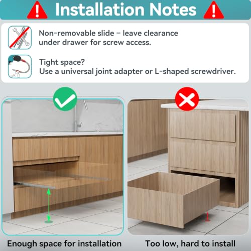 10 Inch Bottom Mount Soft Close Drawer Slides, 88 lbs Capacity - size: 10 Inch