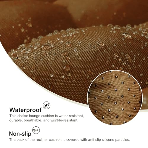ERWUDEling 67 Inch Waterproof Patio Chaise Lounge Cushion Set of 2 – Cushions Only (No Chairs Included), Thick Replacement Cushion with Ties for Pool Recliner, Rocking High Back Chair, Brown - color: Brown 2-pack