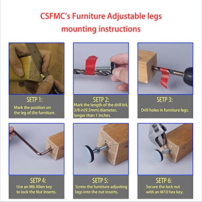 Furniture Leveler PTFE(Teflon) Bottom(20mm Base),Threaded Shank(1/4-20) Adjust Pads,Table/Chair/Cabinet/Sofa Medium Adjustable Legs Leveling,Nuts Installation and Floor Protection(16Pack) - size: 20mm Base 1/4-20 x 1", 16 Pack