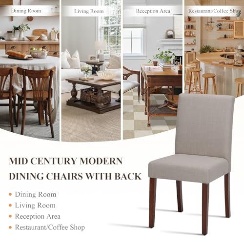 MALOL Upholstered Dining Chairs Set of 6, Modern Fabric Dining Room Chair, Wooden Dining Chair, Kitchen Side Chairs, Farmhouse Dinner Chair with High Back for Kitchen, Brown - color: Brown, size: Set of 6