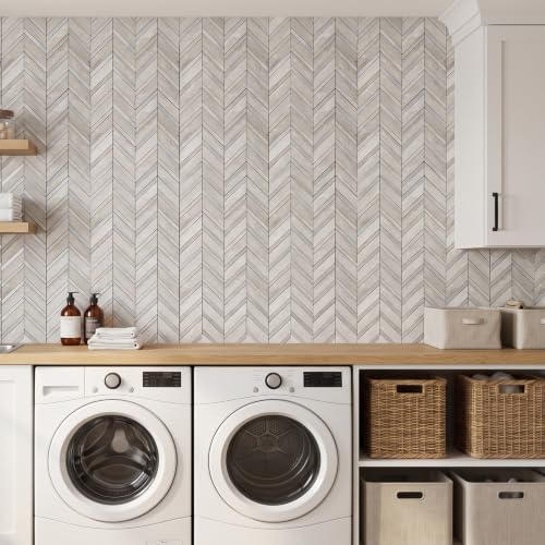 Yipscazo 10-Sheet Peel and Stick Herringbone Backsplash,Gray Stone - color: Gray Stone