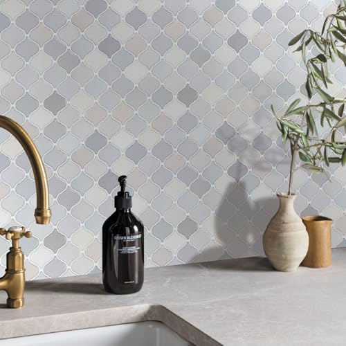 STICKGOO Arabesque Peel and Stick Backsplash Tile for Kitchen, Light Tones - color: Light Tones