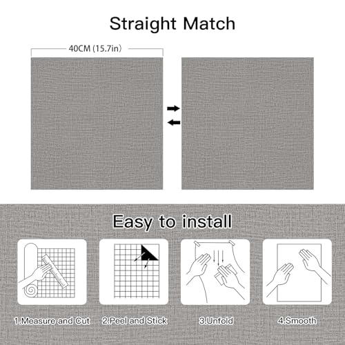 Guvana Grasscloth Peel and Stick Wallpaper Grey Textured Contact Paper Modern Removable Self Adhesive Wall Paper Thicken Fabric Faux Linen Wallpaper for Bathroom Living Room Cabinets 78.7inx15.7in - color: Gray, size: 15.7" x 78.7"