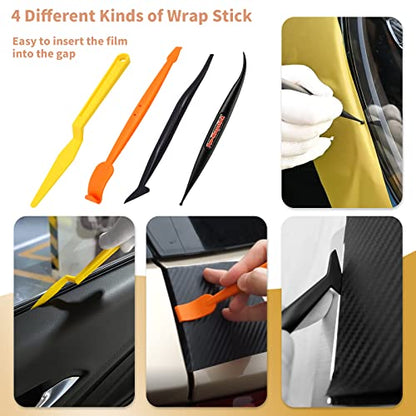 Gomake Vinyl Wrap Tool kit Window Tinting Tools Car Wrap Kit Wallpaper Smoothing Tool Window Tint Installation Kit with Felt Squeegee, Wrap Stick Squeegee,9mm Utility Knife for Car Wrapping
