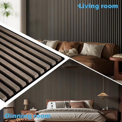 Art3d 108 x 12 in 3D Fluted Soundproof Wood Slat Wall Panel, 4-Pack, Walnut - color: American Walnut, size: 4pcs - 108" x 12"