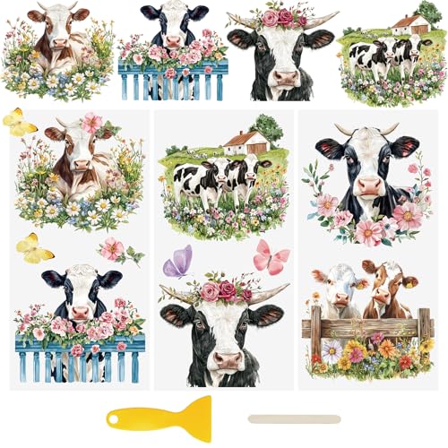 WANDIC 3 Sheets UV Rub on Transfer Stickers Ranch and Cattle Theme 3D Waterproof Decals for DIY Glass Cups Furniture Water Bottle Laptop Crafts,15 * 30cm - color: Ranch Cattle