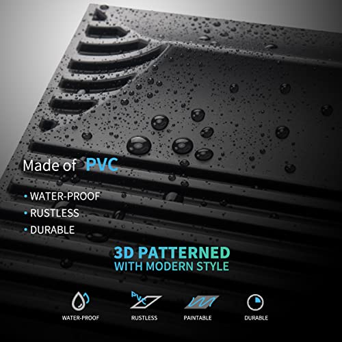 Art3dwallpanels 3D Wall Panels, 19.7" x 19.7", PVC Black, 12 Tiles - color: Black