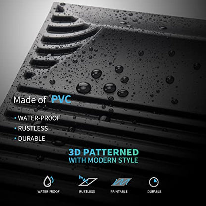 Art3dwallpanels 3D Wall Panels, 19.7" x 19.7", PVC Black, 12 Tiles - color: Black