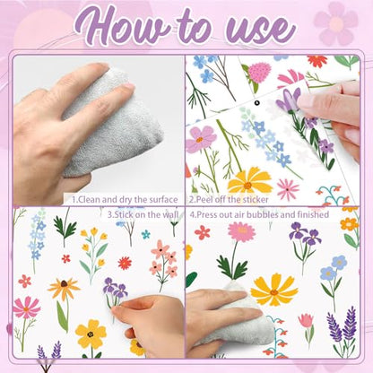 Spring Flower Wall Stickers, 8 Sheets 90 Pcs - color: Spring Flower