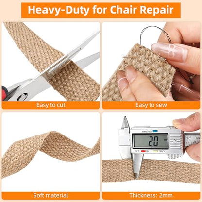 YaeCCC Upholstery Webbing for Chair, Jute Webbing, Strap (1" x 10 Yd) - size: 1" x 10 Yd