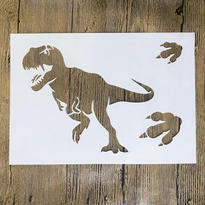 TIAMECH A4 Reusable T-Rex Dinosaur Footprint Stencil for Painting - color: T-Rex Dinosaur Footprint