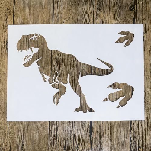TIAMECH A4 Reusable T-Rex Dinosaur Footprint Stencil for Painting - color: T-Rex Dinosaur Footprint