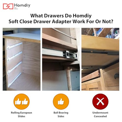 homdiy 5 Pair (10 Pack) Soft Close Adapter for Drawers