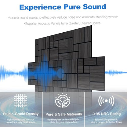 Mollywell Acoustic Wall Panels, Black Oak, 16 Pack, 12x12 in - color: B _ Black Oak, Checkerboard