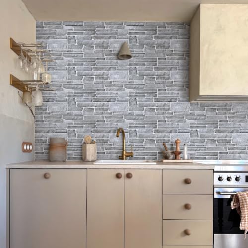 Commomy Faux Stone 3D Wall Panels Peel and Stick - 12 pcs 22.8" x 11.8" - color: Large Stone-A