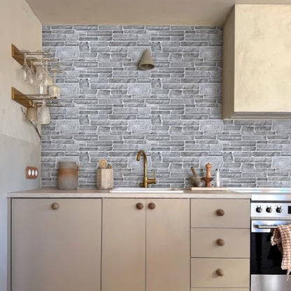 Commomy Faux Stone 3D Wall Panels Peel and Stick - 12 pcs 22.8" x 11.8" - color: Large Stone-A