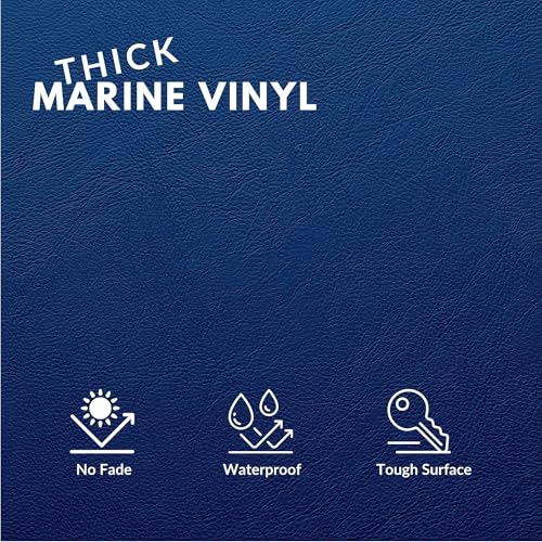 Marine Vinyl Fabric, Upholstery Faux Leather, Outdoor Boat Automotive, DIY and Crafting Pleather - One Foot 12"x54" (Blue) - color: Blue, size: 1/3 Yard
