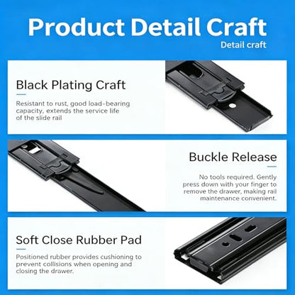 Soft Close Drawer Slides 20 Inch 1 Pair Heavy Duty