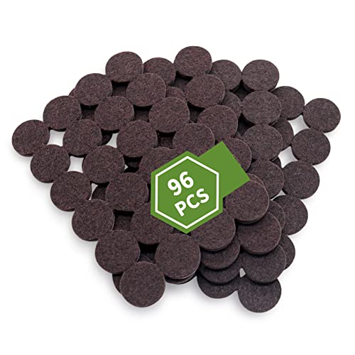 Felt Furniture Pads for Hardwood Floors 96 PCS, 1" Round, Brown - size: 96PCS 1 inch Round Dark Brown
