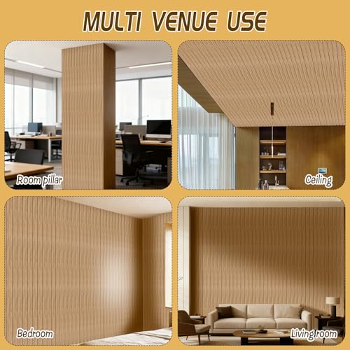 Peel and Stick Slat Wall Panel 118" x 15.7" – Self-Adhesive 3D Wood Grain Wall Panels, Waterproof PVC Fluted Paneling, Soundproof Faux Wood Wallpaper for Living Room Ceiling Decor (1 Rolls)