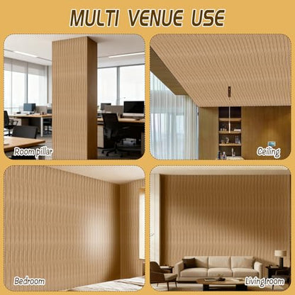 Peel and Stick Slat Wall Panel 118" x 15.7" – Self-Adhesive 3D Wood Grain Wall Panels, Waterproof PVC Fluted Paneling, Soundproof Faux Wood Wallpaper for Living Room Ceiling Decor (1 Rolls)