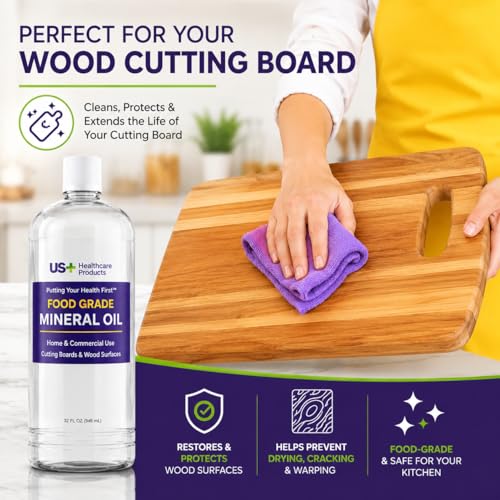 US+ 32oz 100% Pure Mineral Oil - Cutting Board Oil - Food-Grade - USP - Restores & Protects Cutting Boards, Butcher Blocks, Countertops, Steel Surfaces & More (Pack of 2) - size: 32 Fl Oz (Pack of 2)