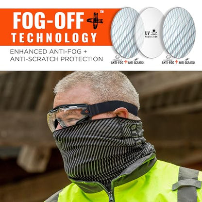 Ergodyne Skullerz Arkyn Protective Dust Safety Goggle, Non-Vented, Anti Fog, Scratch Resistant, Adjustable Fabric Strap - color: Clear Lens, style: Work Utility