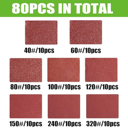 80pcs Mouse Sander Sandpaper Assortment 6 Holes, Mouse Sanding Pads