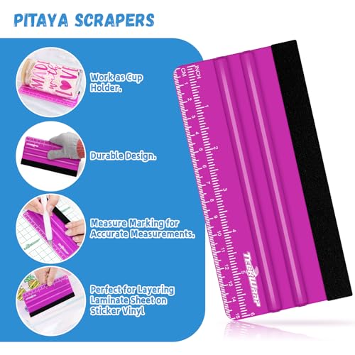 TECKWRAP Professional Felt Squeegee for Vinyl, 20 PCS - color: 20pcs Pitaya & Blue
