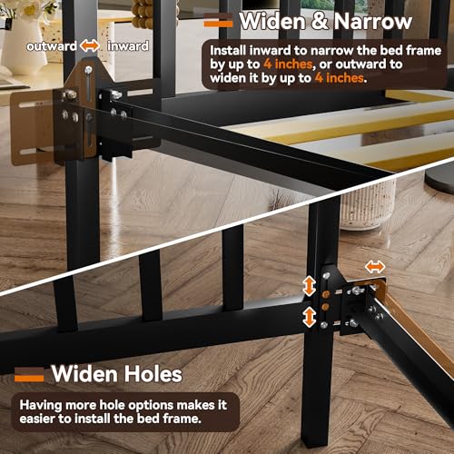 Headboard Adapter Bracket for Connecting and Adjusting Bed Frame Width | with 4 Widened Holes | Anti-Loosening Washers | for Bed Frame Renovation and DIY | Black, 4 Pieces - color: 4Pcs Bed Frame Brackets