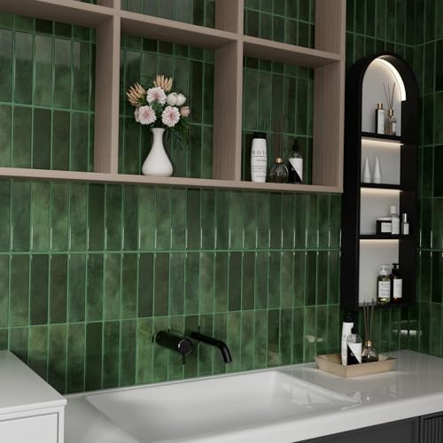 Peel and Stick Backsplash Tile for Kitchen, 10 Sheets, 11.42''x9'' - color: Green