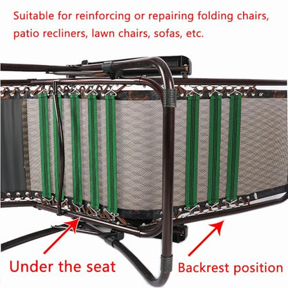 5pcs Chair Elastic Webbing, Outdoor Patio Chaise Repair Straps, Reinforcement Anti-Break Bands, Lawn Chair Webbing, for Recliner Fabric Width 16.9" About, Belt Wide 2.2", Green