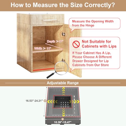 Fokyfok Pull out Cabinet Organizer,11"-16"W,17"-24"D,Expandable,Adhesive - color: Black, size: (11"W-16"W)X(17"D-24"D)