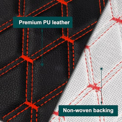 Vinyl Upholstery Diamond Fabric by the Yard, Black with Red Stitching - color: Black(red Thread), size: Style-B