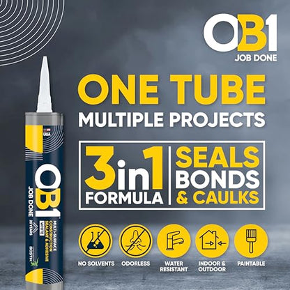 OB1 Universal Caulk Sealant & Adhesive White 10.1oz - 1 Cartridge - color: White, size: 10.1oz