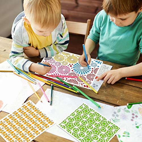 OOTSR 12 Geometric Painting Stencils Set, 11.4"x8.3" Art Templates for Crafts Reusable, Painting Stencils for Painting on Wood, Furniture Wall Scrapbooking, Home Decor DIY Supplies