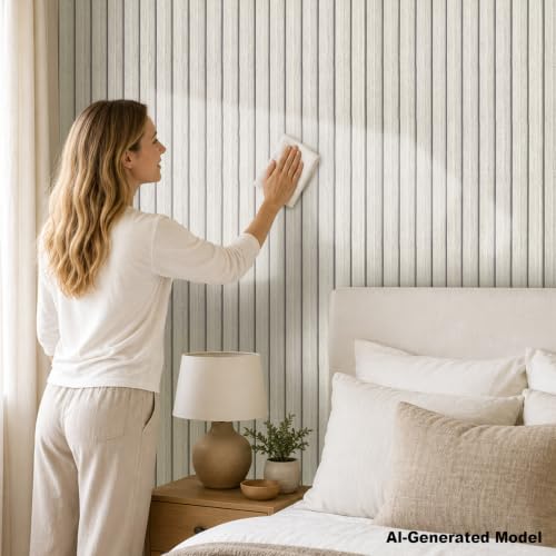 118" x 15.8" Peel and Stick PVC Faux Wood Slat Wall Panels - color: Beige