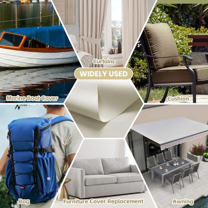 Waterproof Marine Canvas Fabric by The Yard 58" W 600D PVC Backing 15 Yards - color: Beige, size: 15 Yards