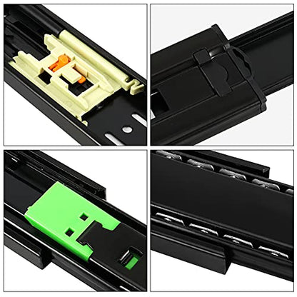 SEUNMUK 6 PCS 3 Pairs 10 Inches Push to Open Drawer Slides, 3-Fold Full Extension Drawer Slides Side Mount Ball Bearings with Mounting Screws for Kitchen Cabinets, Table Drawers - size: 10 Inch