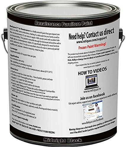 Retique It Chalk Furniture Paint, 128 Fl Oz (Pack of 1), 08 Midnight Black - color: 08 Midnight Black, size: 128 Fl Oz (Pack of 1)