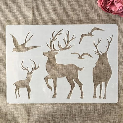 TIAMECH A4 Reusable Elk Reindeer Stencil for Painting - style: Elk Reindeer