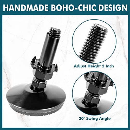 M10 Swivel Leveling Feet with 2" Thread Length - Black, 4 Set - color: Black, size: M10 x 50mm