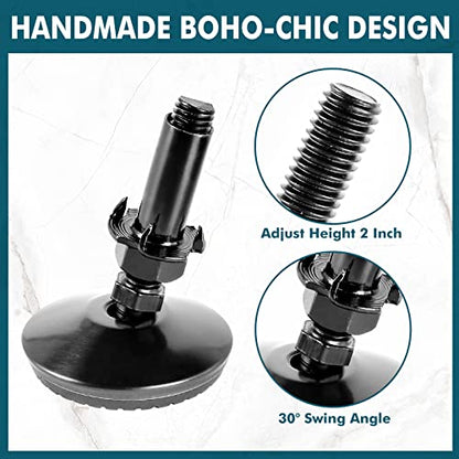 M10 Swivel Leveling Feet with 2" Thread Length - Black, 4 Set - color: Black, size: M10 x 50mm