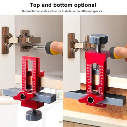 Cabinet Door Installation Jig, 2-in-1 Mounting Tool, Red - color: Red